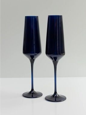 Estelle Midnight Blue Flute Glasses- New in Box